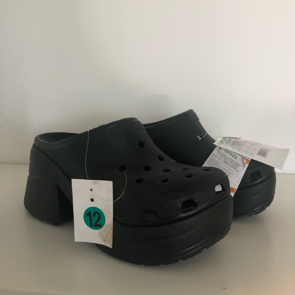 CROCS Black Platform Clog Mules